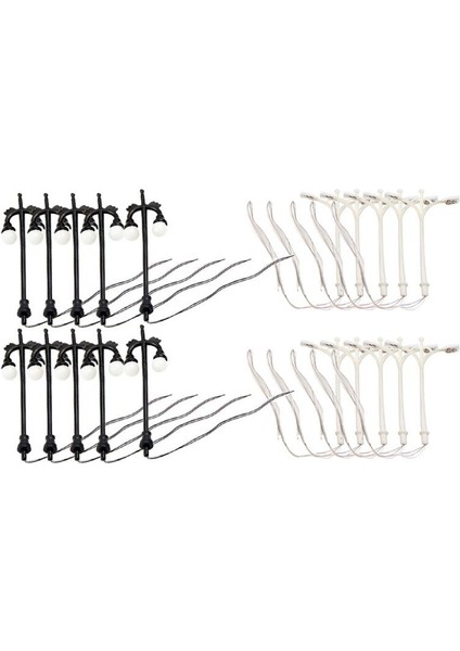 Çift Kafa Modeli Sokak Lambası LED Demiryolu Lamppost Manzara Siyah (Yurt Dışından) modelleri