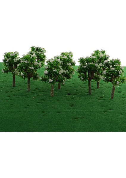10'lu 7 cm Model Ağacı W / Çiçek Demiryolu Ev Parkı Sokak Düzeni Sahne Beyaz (Yurt Dışından) modelleri
