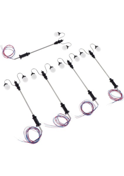 5'li Mini Model Demiryolu Tren Lambası Post LED Sokak Işıkları Ho Ölçek 1: 100 Accs C (Yurt Dışından)