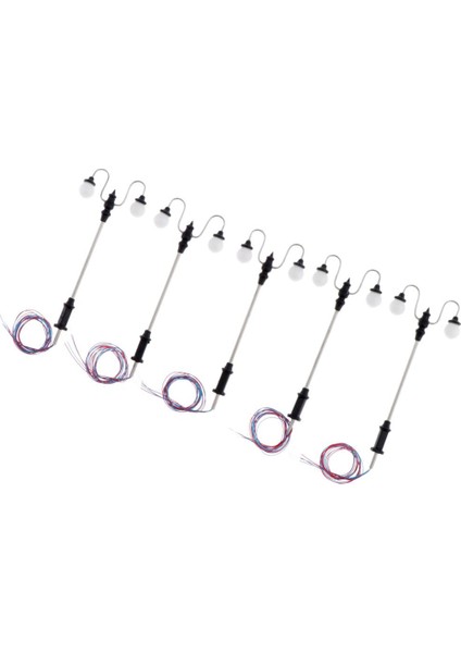 5'li Mini Model Demiryolu Tren Lambası Post LED Sokak Işıkları Ho Ölçek 1: 100 Accs C (Yurt Dışından)