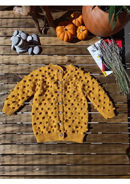 Handmade Ponponlu El Örgüsü Çocuk Hırkası
