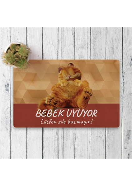 Garfield Bebek Uyuyor Dijital Baskılı 50X70CM Dekoratif Çok Amaçlı Iç ve Dış Kapı Paspası