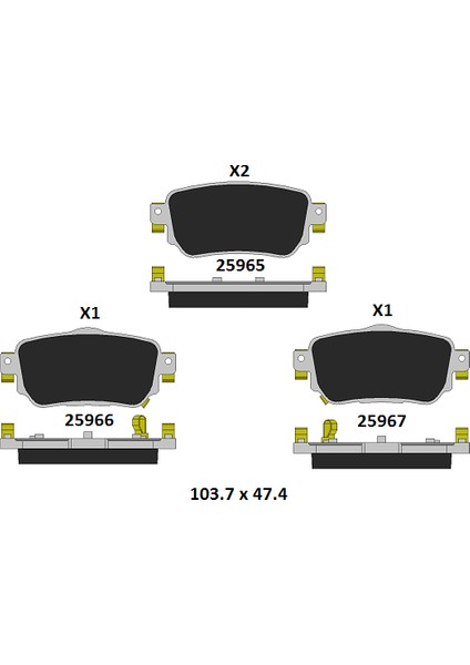 Arka Fren Balatası Renault Kadjar Koleos / Nissan Qashqai X-Trail Uyumlu 25965 151 05 Ans KD13 Oem D40604EA0A 440606633R 440605889R 440606633R modelleri