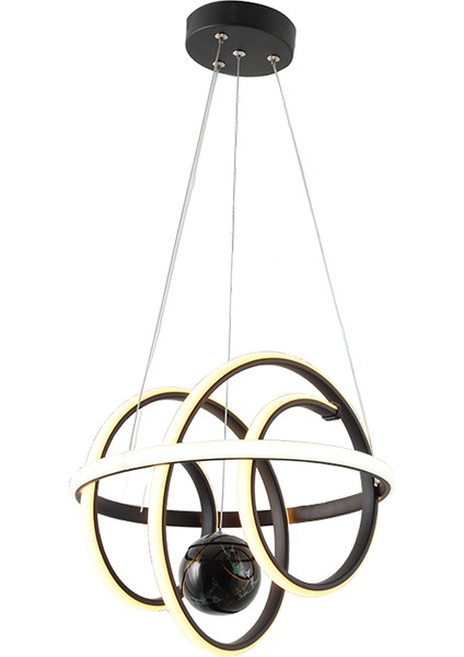 TT005TPL-SY Tt Aydınlatma Burgu Modeli Mat Siyah Mermer Desen Toplu LED Avize