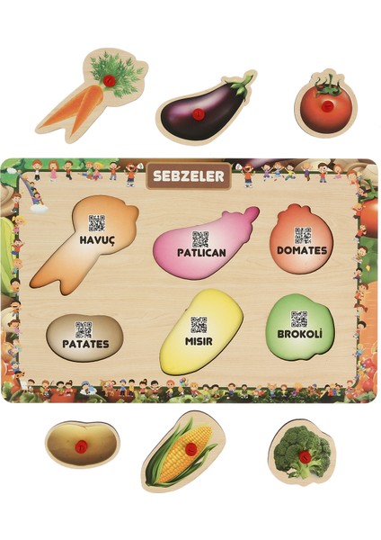Tutmalı Interaktıf Puzzle Sebze