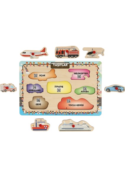 Tutmalı Interaktıf Puzzle Taşıtlar