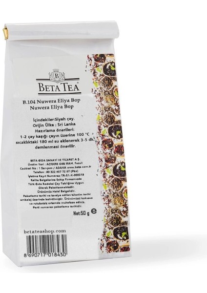 Beta Tea Nuwera Eliya Bop (Seylan Çayı - Ceylon Tea)