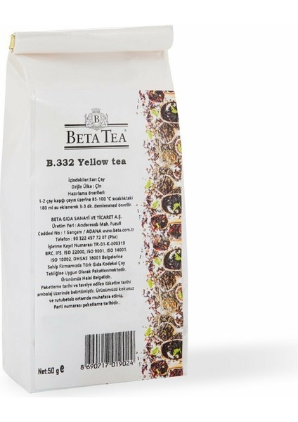 Beta Tea Yellow Tea (Y.421) Çayı 50 gr