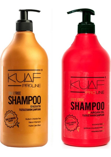 Tuzsuz Keratin Bakım Şampuanı 1000ML + Tuzsuz Argan Yağlı Bakım Şampuanı 1000ML