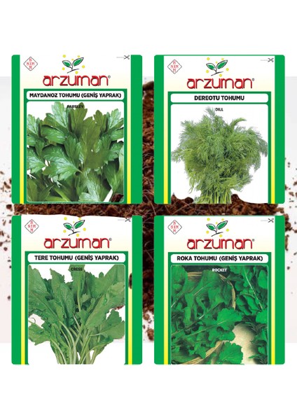 Roka+Tere+Maydanoz+Dereotu 4X25 gr 4'lü Set