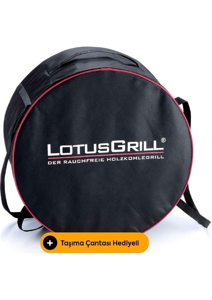 Lotusgrill Kömürlü Dumansız Mangal Klasik Set ( Çanta +2,5kg Kömür +1 Jel ) Antrasit Gri