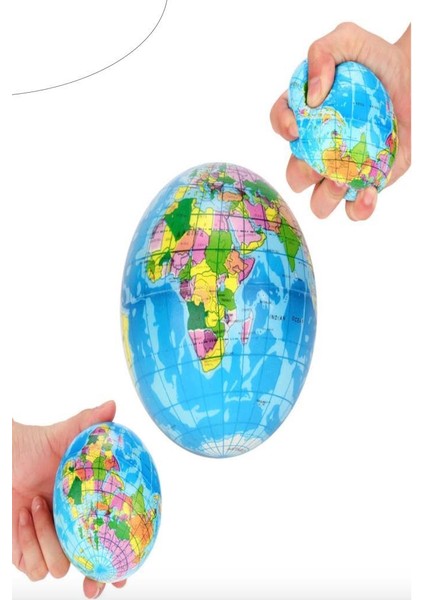 Dünya Haritalı 6'lı Stres Topu Dinlendirici Egzersiz Dünya Atlası