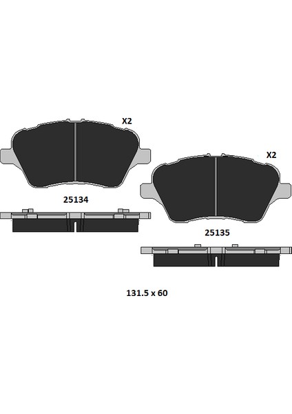 Ön Fren Balatası Ford B-Max Fiesta Tourneo Courier Transit Courier Uyumlu 25134 167 15 Ans KD13 Oem 1751951 AY112K021BD 1765066 1775672 1785193 AY112K021BA
