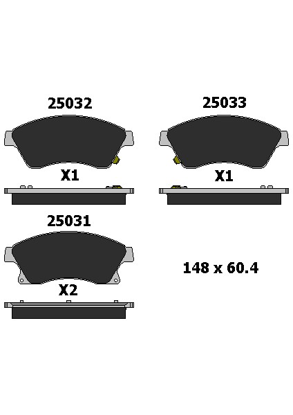 Ön Fren Balatası Opel Astra J / Chevrolet Aveo Cruze Uyumlu 25031 188 05 Ans KD13 Oem 13374966 22737859 13301207 13356286 modelleri