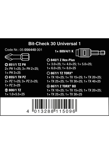 Bit-Check 30 Bits Seti (05056440001)