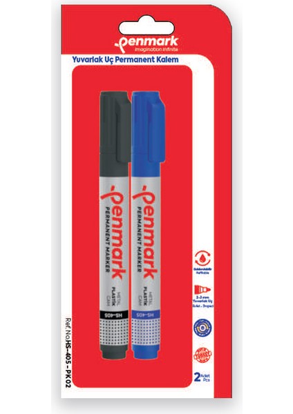 Permanent Marker Yuvarlak Uçlu Markör Seti 2 Renk