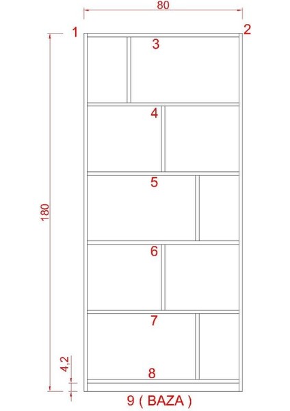 Asena Suntalam Kitaplık ( 80 x 180 cm ) Bambu ( Mat )
