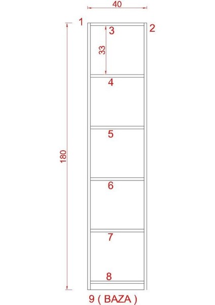 Asya Suntalam Kitaplık ( 40 x 180 cm ) Beyaz ( Parlak )