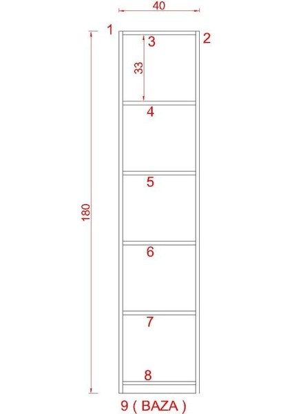 Alina Suntalam Kitaplık ( 40 x 180 cm ) Hareli Ceviz (Mat)
