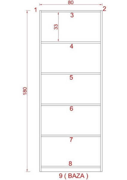 Raf Kestir Alina Suntalam Kitaplık ( 80 x 180 cm ) Sacramento ( Mat )