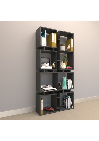 Ozy Suntalam Kitaplık ( 86 x 178 cm ) Antrasit ( Mat )