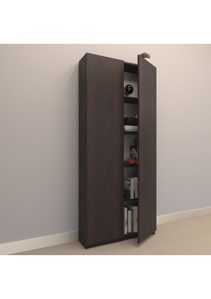 Alina Suntalam Kitaplık ( 80 x 180 cm ) - Kapaklı Wenge ( Mat )