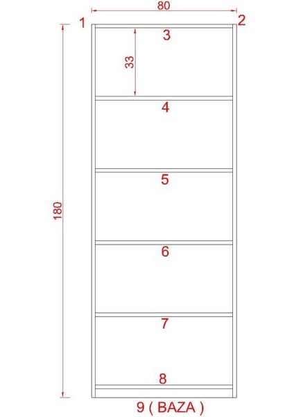 Asya Suntalam Kitaplık ( 80 x 180 cm ) Cordoba ( Mat )
