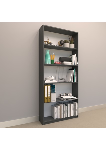 Asya Suntalam Kitaplık ( 80 x 180 cm ) Antrasit ( Mat )