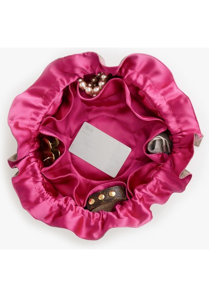 Organizer Kese Luks aquamarine Pembe dış, Fuşya iç kadife Çok Cepli Seyahat Aksesuar Takı icin fiyatları