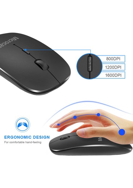 800-1200-1600 Dpı Bluetooth Kablosuz Mouse - AL2722 Siyah
