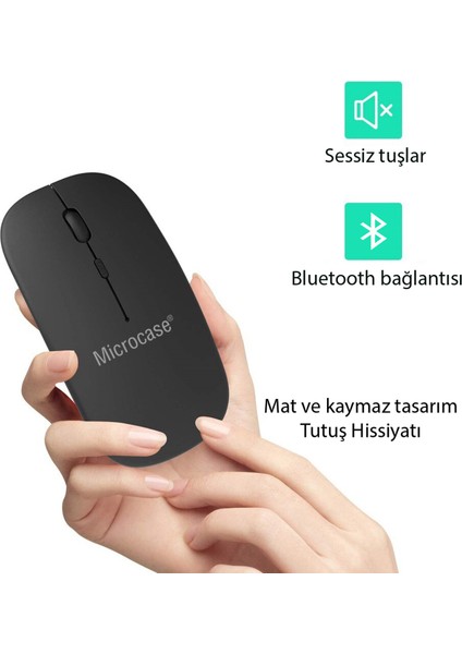 800-1200-1600 Dpı Bluetooth Kablosuz Mouse - AL2722 Siyah