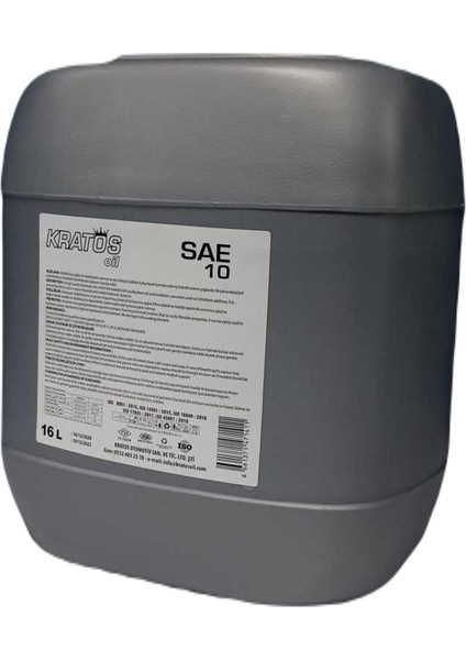 Kratos Sae 10 Ince Makine Yağı 16 Litre (Üretim Yılı: 2022)