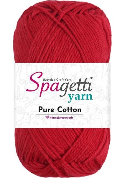 Spagetti Yarn Pure Cotton Kırmızı El Örgü Ipliği