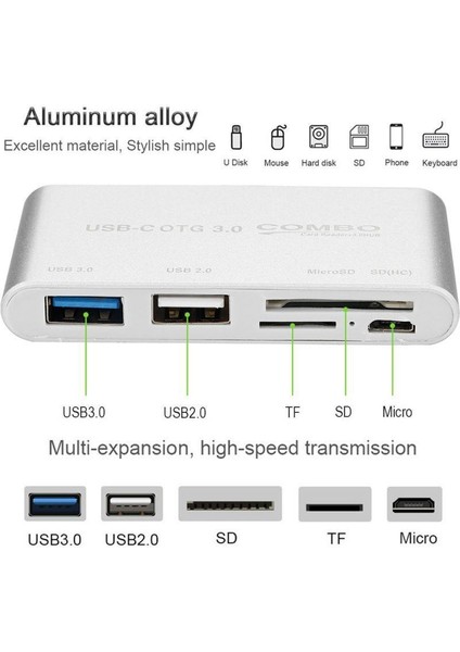 5'in 1 Bilgisayar Telefon Sd Kart Okuyucu Type-C USB 3.0 Micro Otg