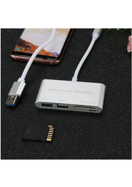 5'in 1 Bilgisayar Telefon Sd Kart Okuyucu Type-C USB 3.0 Micro Otg