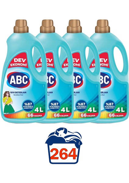Sıvı Çamaşır Deterjanı Renkliler Için 4 Lt 4 Lü Set 264 Yıkama