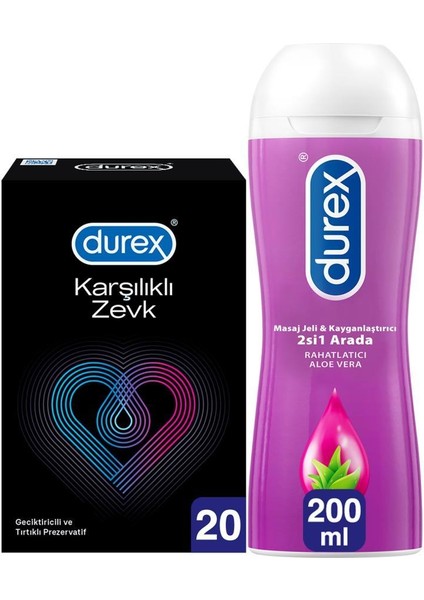 Karşılıklı Zevk Prezervatif 20'li + Aloe Vera Masaj Jeli 200 ml