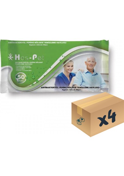 Has-Pet Antibakteriyel Perine Bölgesi Temizleme Havlusu 17X22 cm 50'li 4 Paket