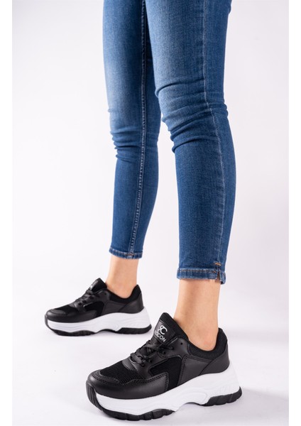 Siyah Beyaz Kadın Sneaker 0012140