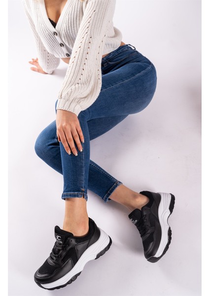 Siyah Beyaz Kadın Sneaker 0012140 fırsatları