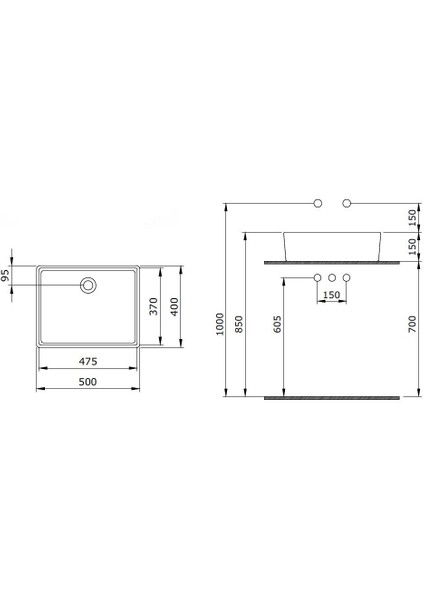 Bocchi Milano 50 cm Parlak Beyaz Banyo ve Tuvalet Çanak Lavabo