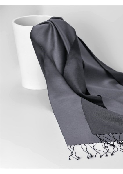 Yüzde Yüz Ipek Şal - Siyah - Füme Renk