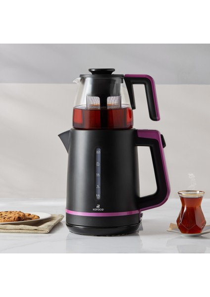 Maxi Tea XL 2in1 Cam Demlikli Çay Makinesi ve Kettle Raspberry