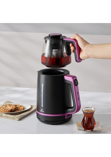 Maxi Tea XL 2in1 Cam Demlikli Çay Makinesi ve Kettle Raspberry