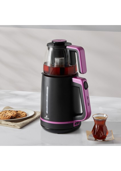 Maxi Tea XL 2in1 Cam Demlikli Çay Makinesi ve Kettle Raspberry