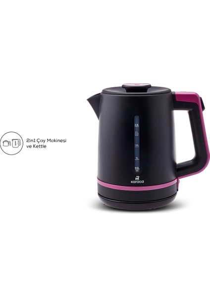 Maxi Tea XL 2in1 Cam Demlikli Çay Makinesi ve Kettle Raspberry