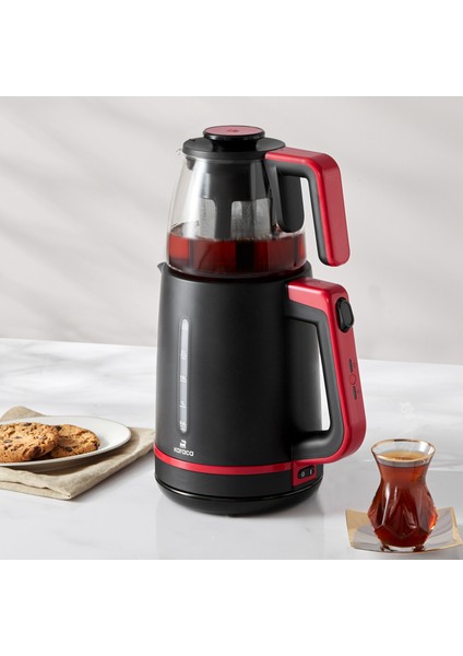 Maxi Tea XL 2in1 Cam Demlikli Çay Makinesi ve Kettle Cranberry modelleri