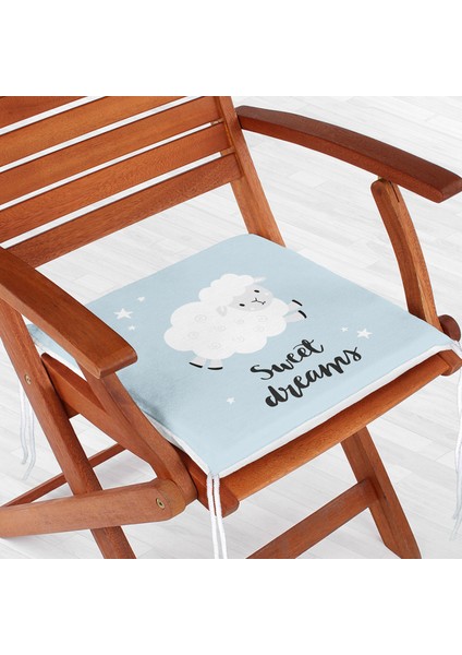 Real Homes Mavi Zeminde Sevimli Kuzucuk Tasarımlı Bebek Odası Fermuarlı Sandalye Minderi - 40 x 40 cm fiyatları