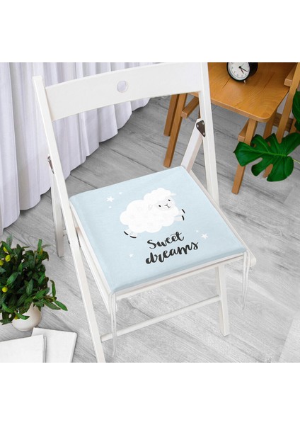 Real Homes Mavi Zeminde Sevimli Kuzucuk Tasarımlı Bebek Odası Fermuarlı Sandalye Minderi - 40 x 40 cm modelleri