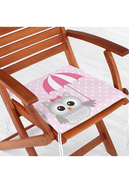Modern Baykuş Desenli Dekoratif Kare Sandalye Minderi
